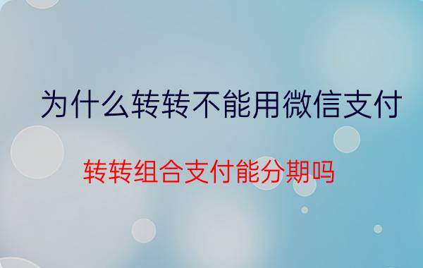 为什么转转不能用微信支付 转转组合支付能分期吗？